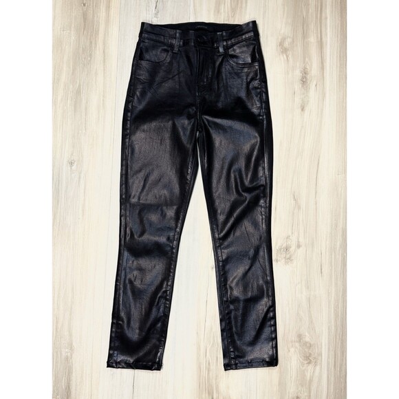 J BRAND MARIA High Rise Skinny Leg Faux Leather/Coated in Galactic Black 24x25 - Picture 8 of 16
